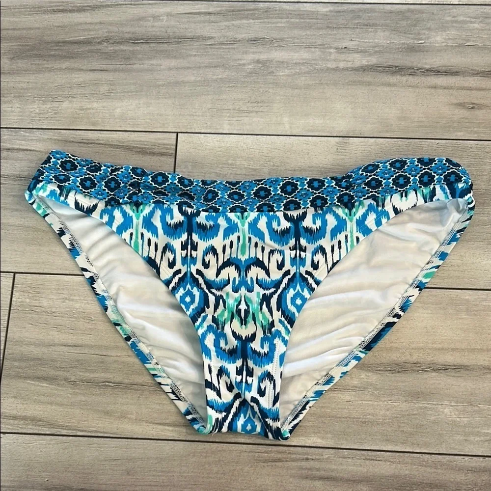 New Directions blue patterned bikini swim bottoms size XL NWOT